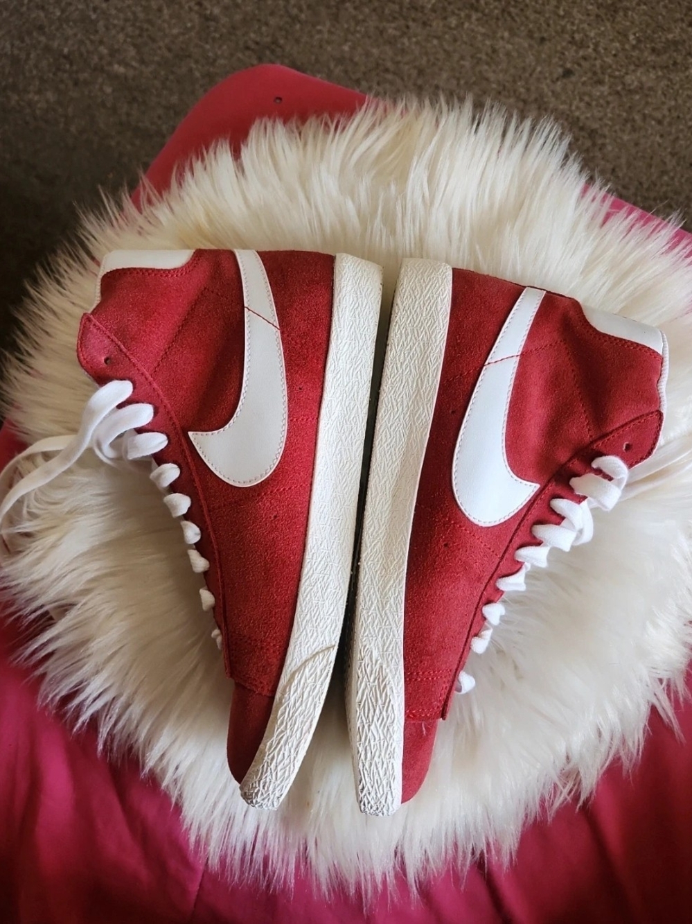 Nike Youth Suede Red High-Top Sneakers - Picture 2 of 9